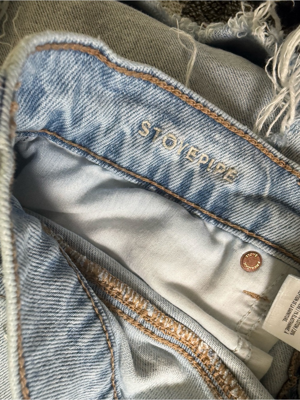 American Eagle Stovepipe Jeans Size 6 Strigid High Rise Distressed Straight Leg - Picture 7 of 7